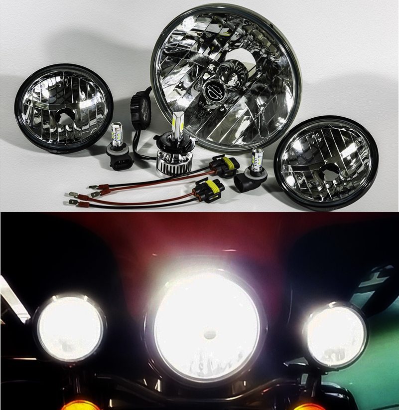 Featured image for “3 Way Sealed Beam 1990-2005 8 Piece Harley FL LED Conversion Kit”